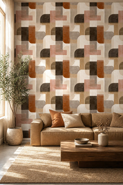 Mid Century Modern Wallpaper Geometric Abstract Decorative Mural
