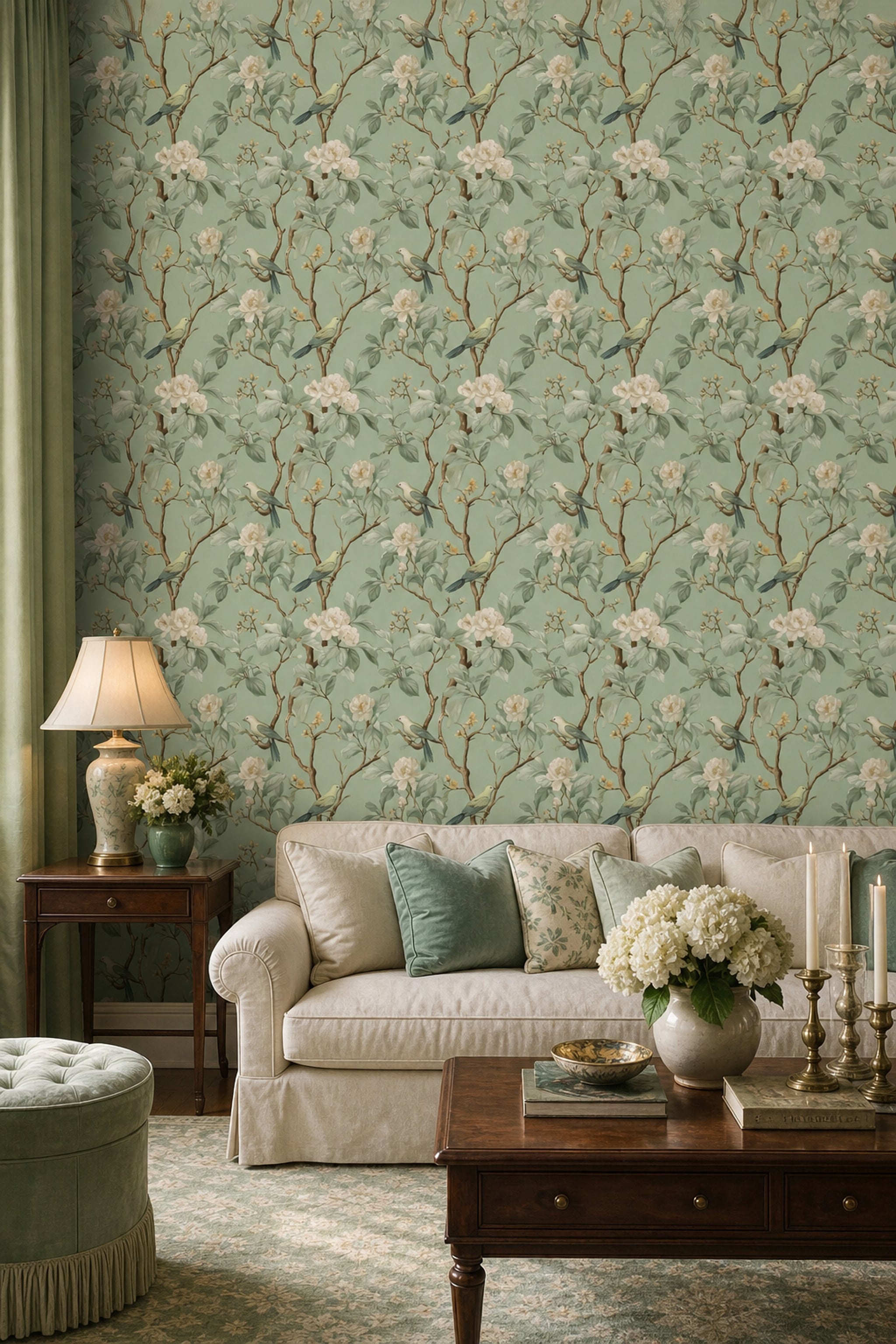 Botanical Wallpaper Birds Removable Vintage Illustration Wall Double Roll