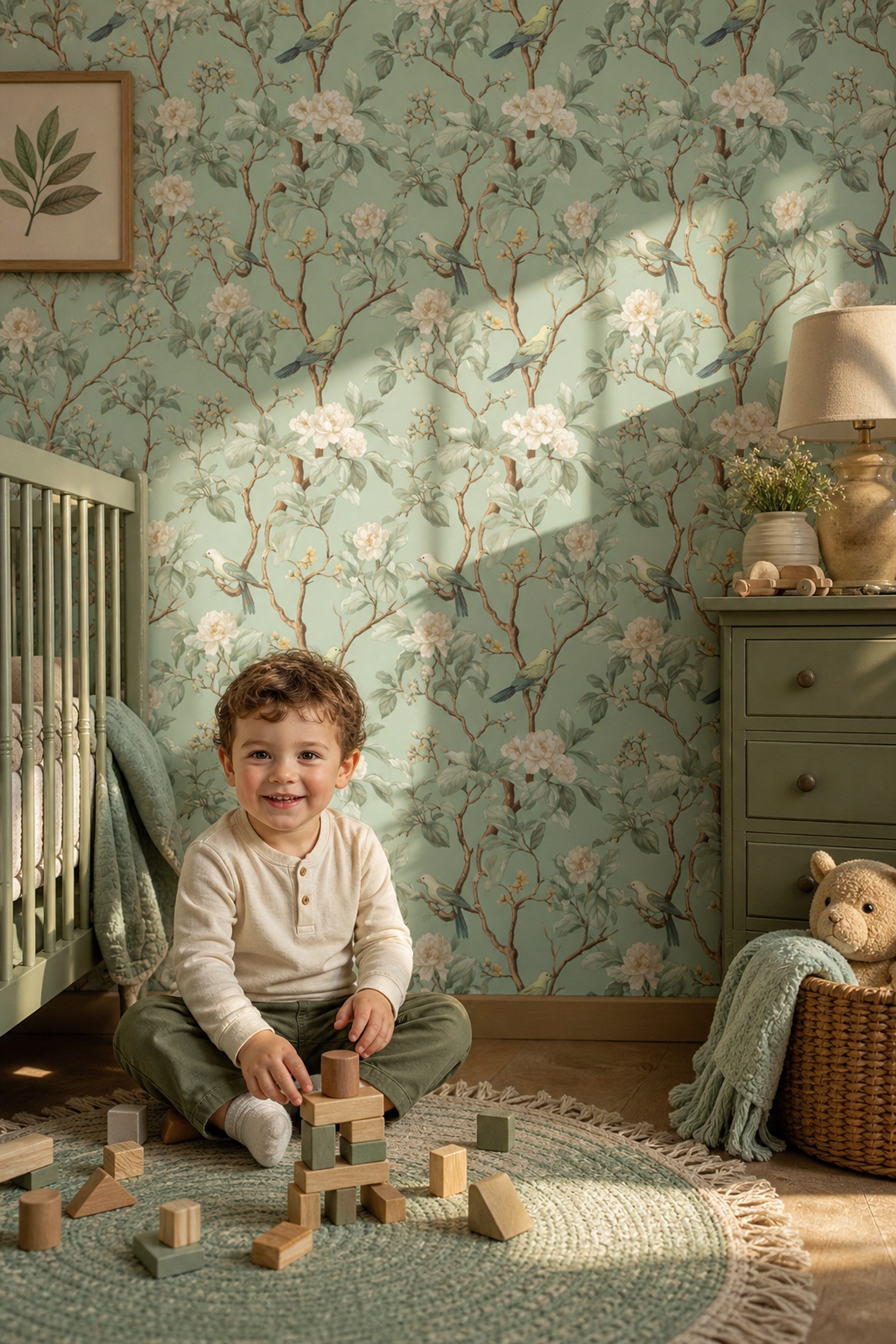 Botanical Wallpaper Birds Removable Vintage Illustration Wall Double Roll