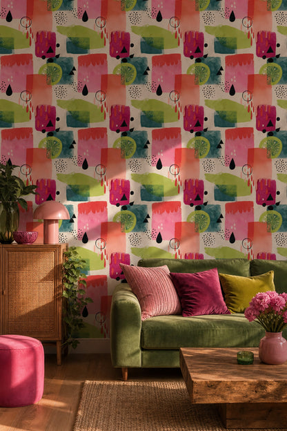 Solid Black Wallpaper Abstract Removable Geometric Wall Double Roll