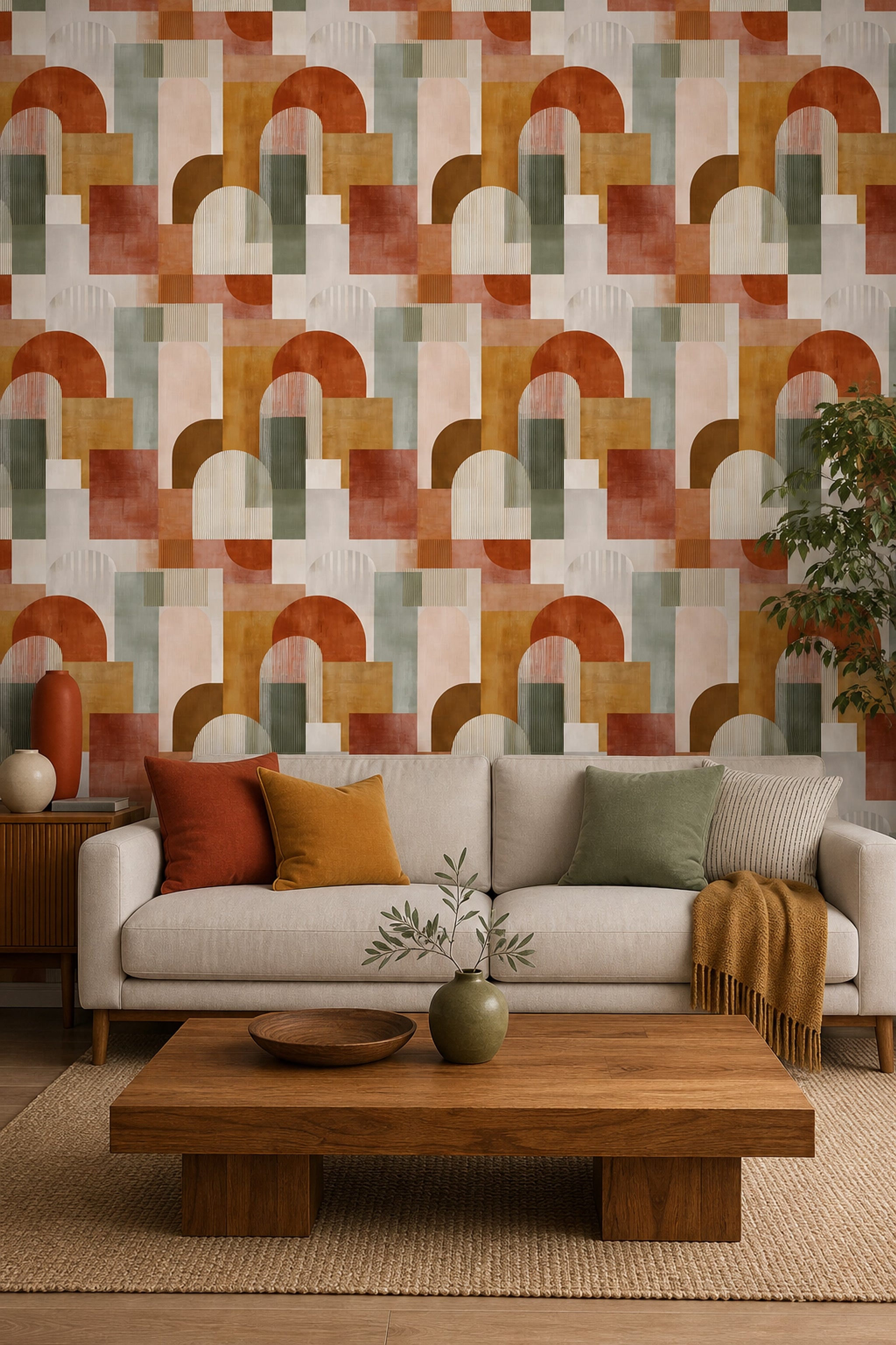 Mid Century Modern Wallpaper Retro Modern Decorative Mural