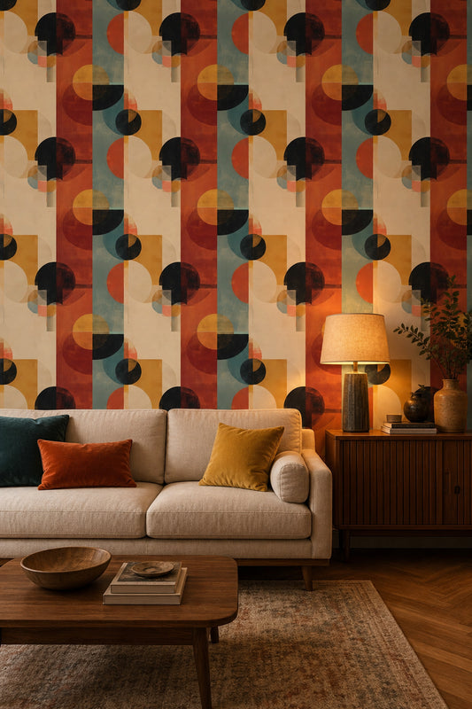 Mid Century Modern Wallpaper Geometric Abstract Removable Wall Decor