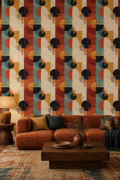 Mid Century Modern Wallpaper Geometric Abstract Removable Wall Decor