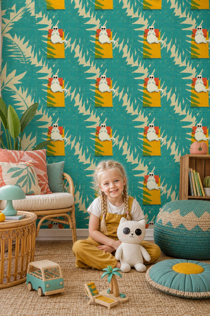 Muted Green Wallpaper Mid Century Modern Removable Wall Decor