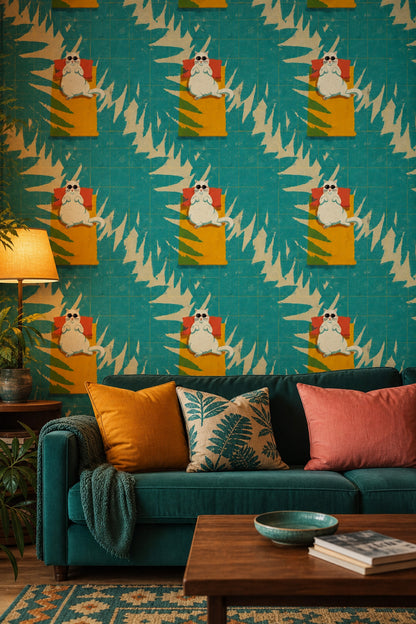 Muted Green Wallpaper Mid Century Modern Removable Wall Decor