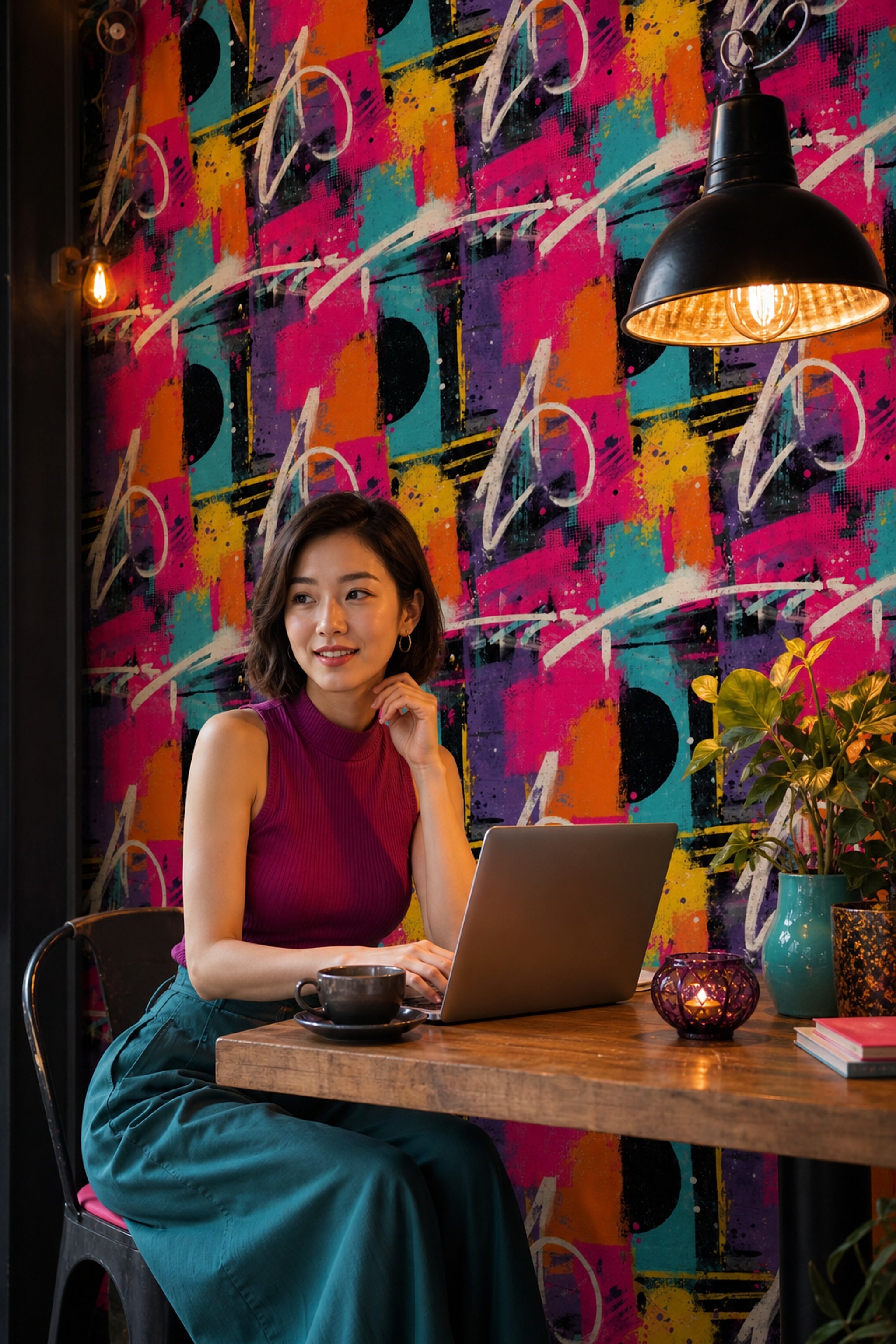 Pink Graffiti Wallpaper Grunge Texture Removable Mid Century Modern Wall Double Roll