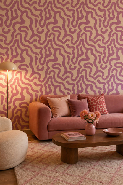 Mid Century Modern Wallpaper Retro Removable Minimalist Wall Double Roll