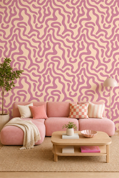 Mid Century Modern Wallpaper Retro Removable Minimalist Wall Double Roll