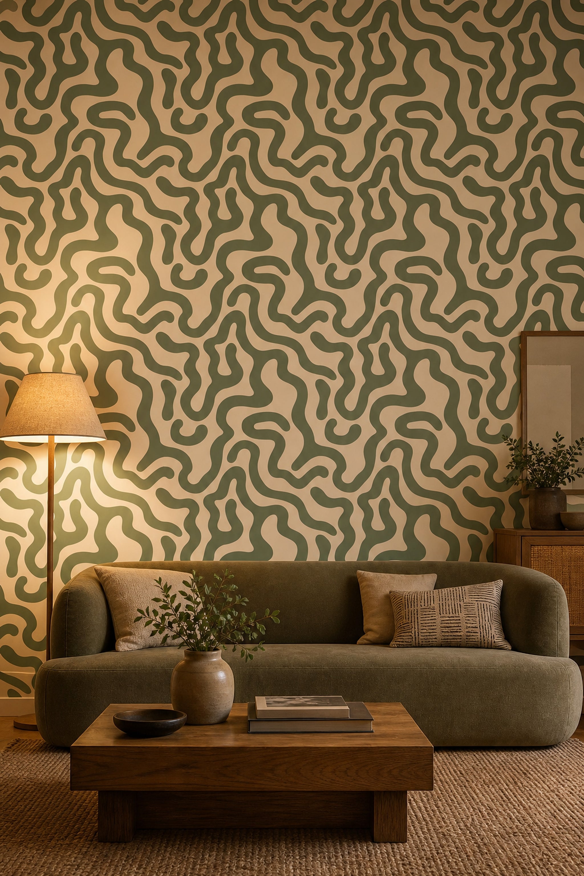 Organic Shapes Wallpaper Wavy Lines Removable Biomorphic Wall Double Roll