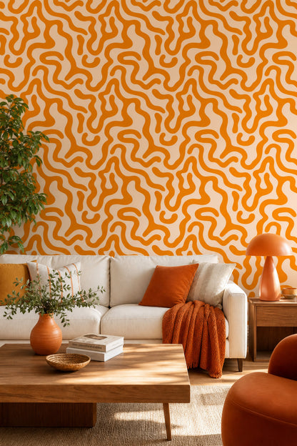 Mid Century Modern Wallpaper Abstract Pattern Removable Wall Decor