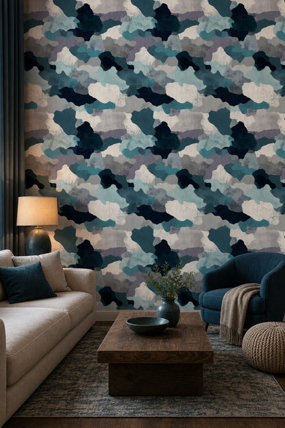 Organic Shapes Wallpaper Camouflage Textured Removable Wall Decor