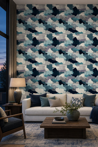 Organic Shapes Wallpaper Camouflage Textured Removable Wall Decor