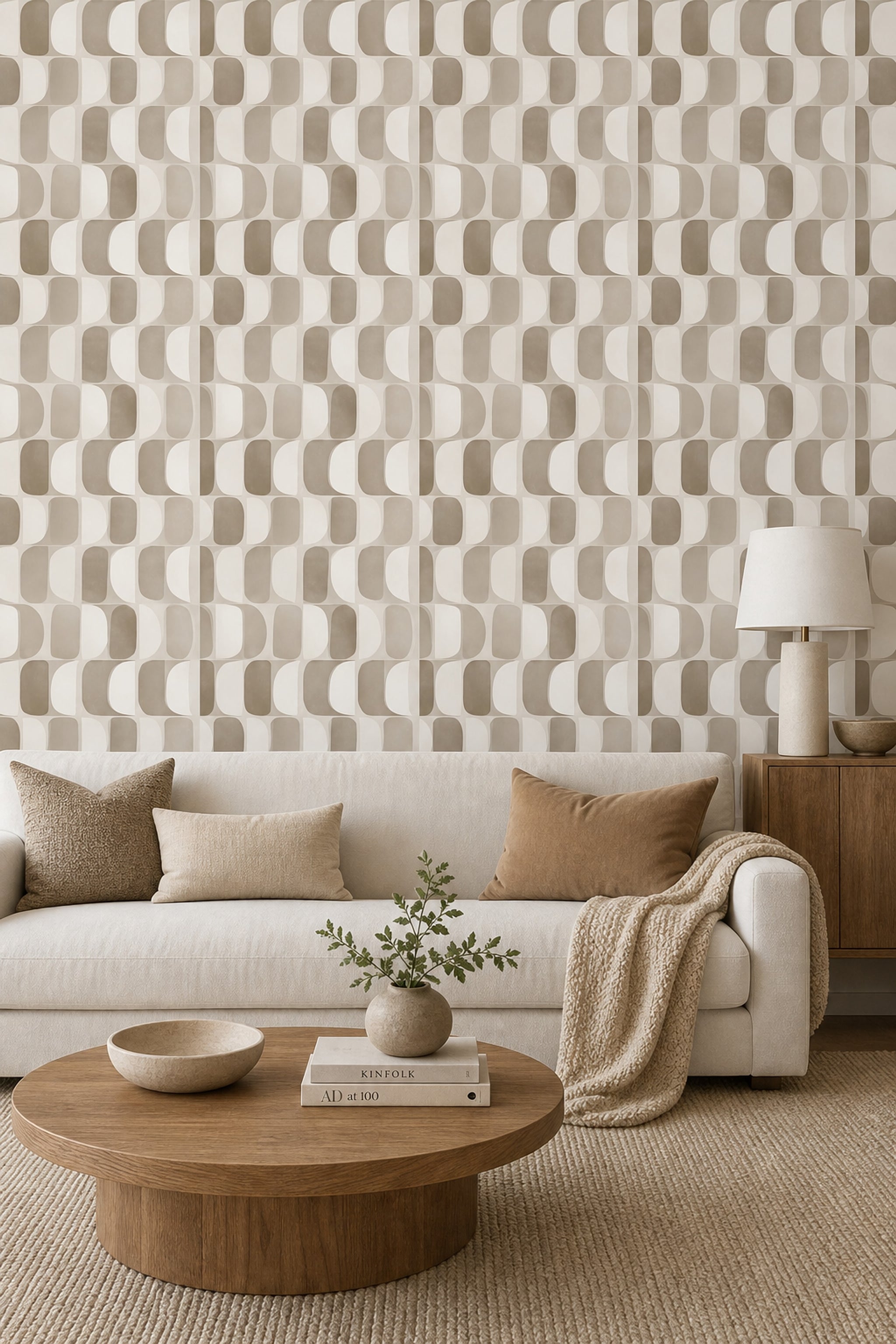 Mid Century Modern Wallpaper Geometric Shapes Removable Minimalist Wall Double Roll