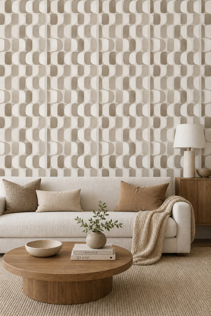 Mid Century Modern Wallpaper Geometric Shapes Removable Minimalist Wall Double Roll