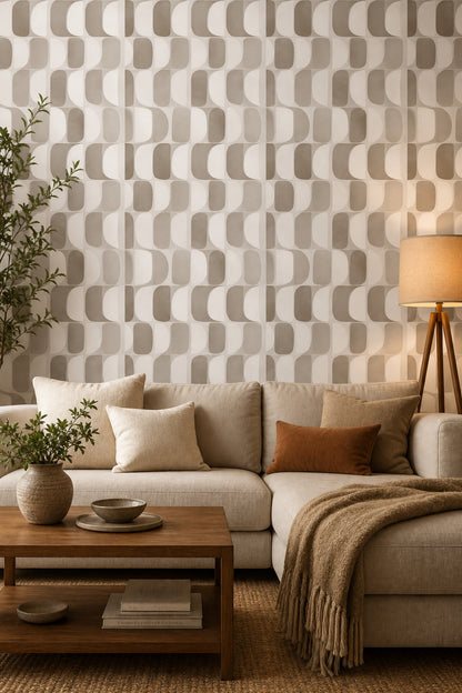 Mid Century Modern Wallpaper Geometric Shapes Removable Minimalist Wall Double Roll