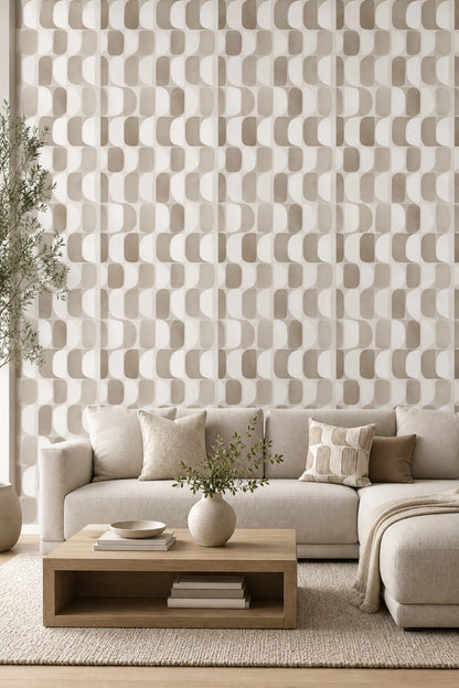 Mid Century Modern Wallpaper Geometric Shapes Removable Minimalist Wall Double Roll