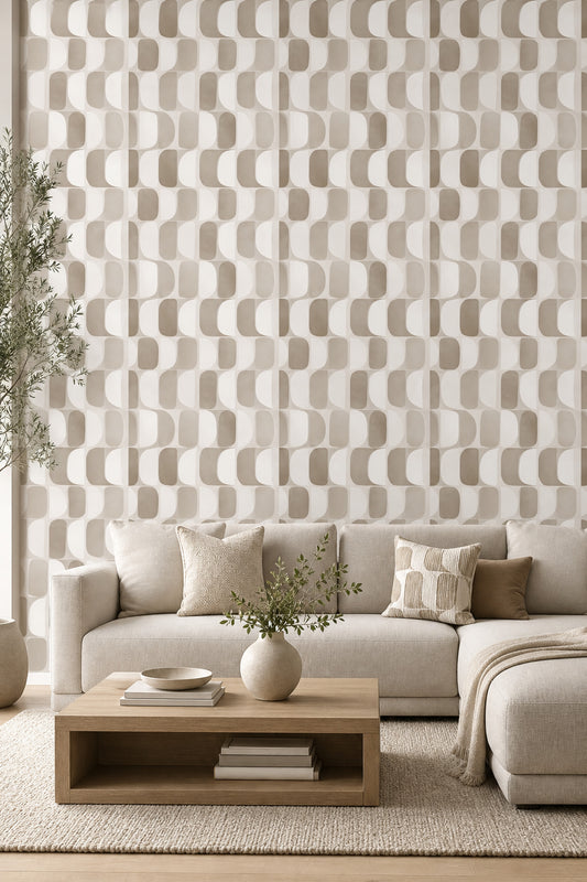 Mid Century Modern Wallpaper Geometric Shapes Removable Minimalist Wall Double Roll