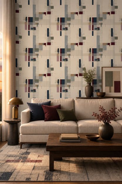Mid Century Modern Wallpaper Retro Geometric Decorative Mural