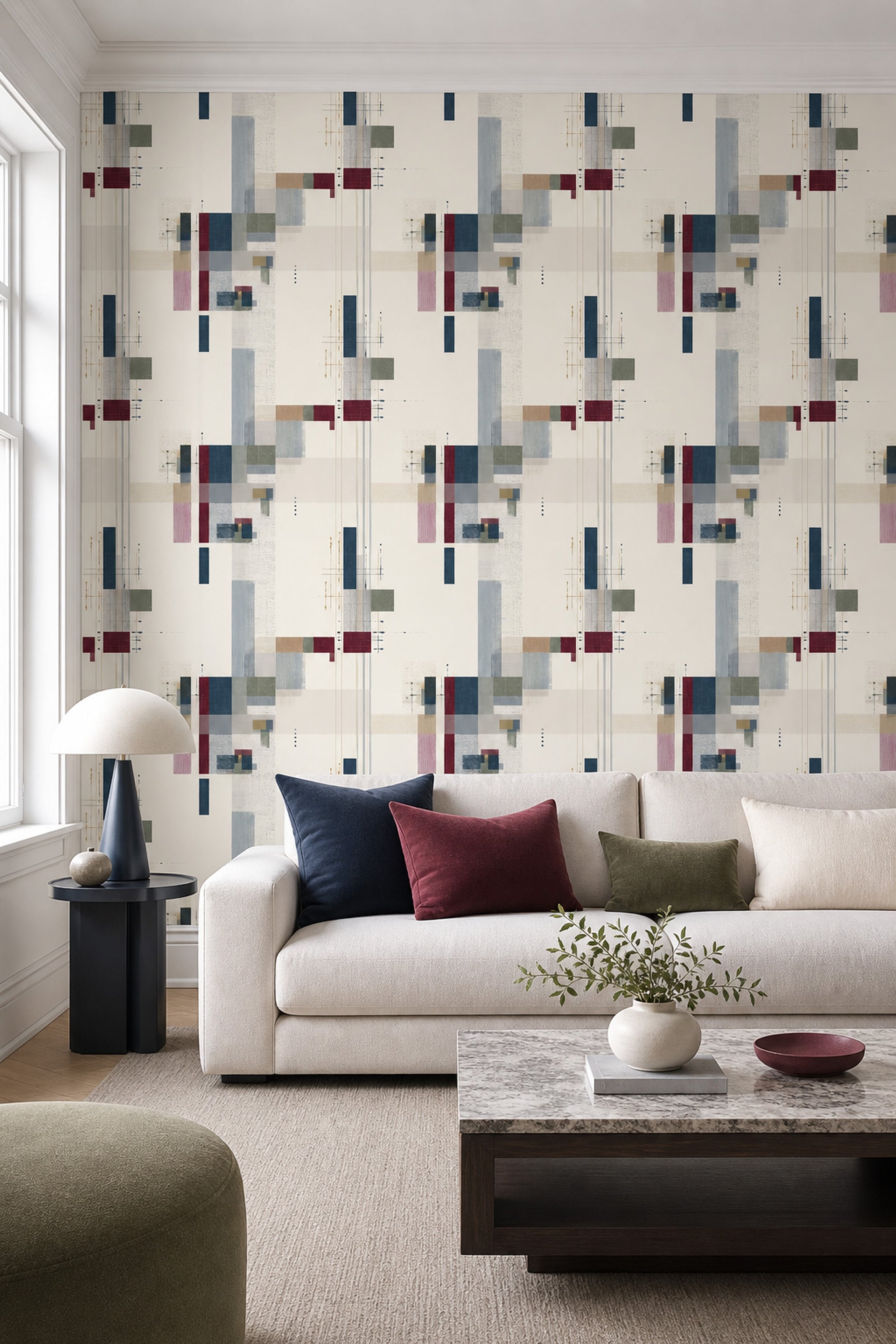 Mid Century Modern Wallpaper Retro Geometric Decorative Mural