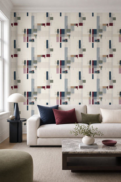 Mid Century Modern Wallpaper Retro Geometric Decorative Mural