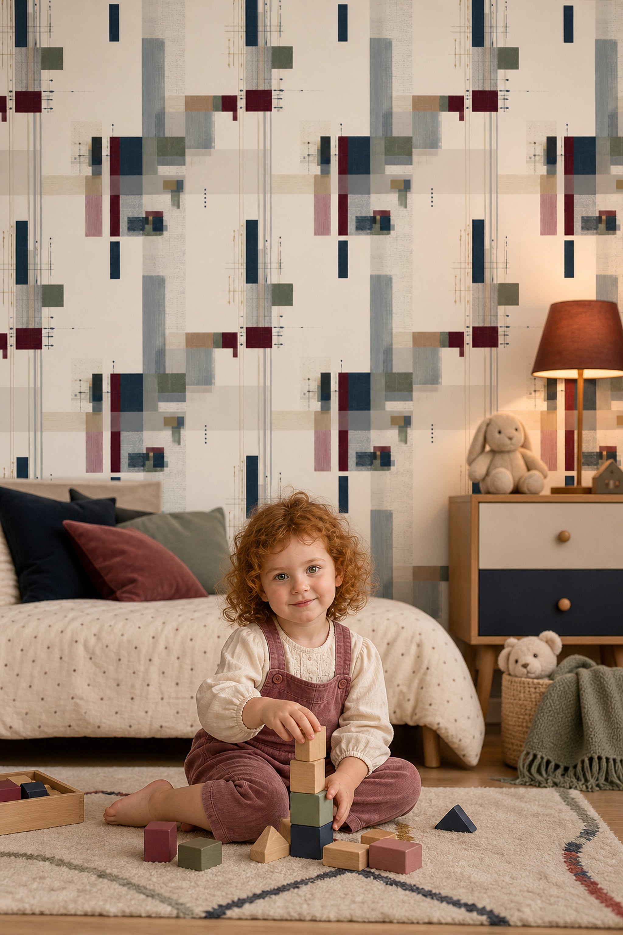 Mid Century Modern Wallpaper Retro Geometric Decorative Mural