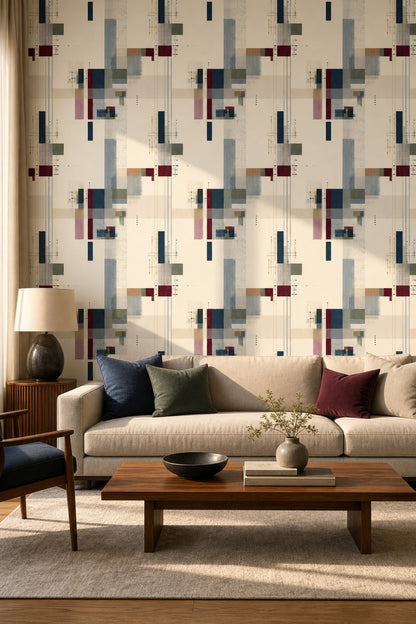 Mid Century Modern Wallpaper Retro Geometric Decorative Mural