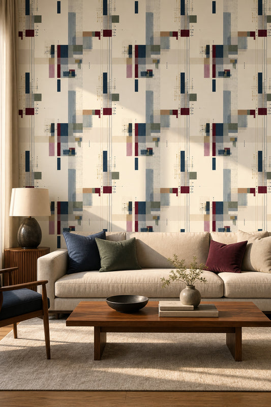 Mid Century Modern Wallpaper Retro Geometric Decorative Mural