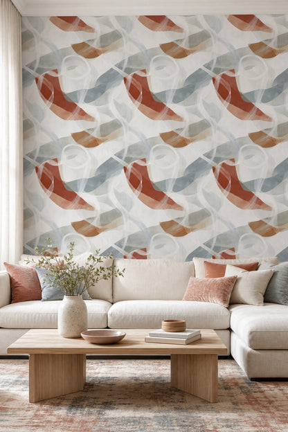 Organic Curves Wallpaper Abstract Removable Modern Wall Double Roll