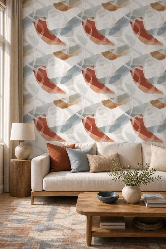 Organic Curves Wallpaper Abstract Removable Modern Wall Double Roll