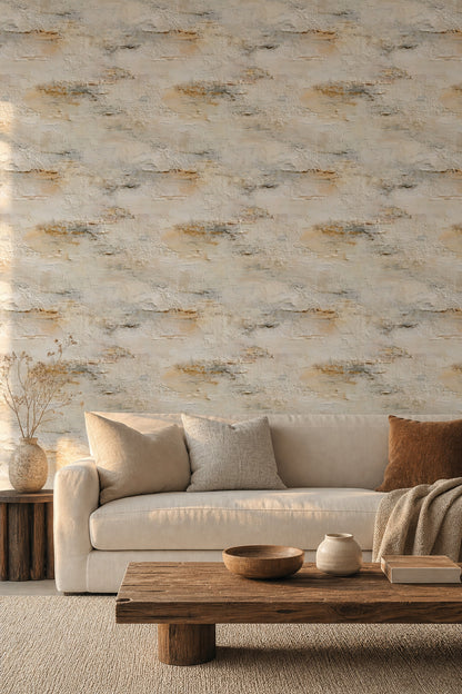 Abstract Plaster Texture Wallpaper Stucco Wall Neutral Ombre Removable Wall Decor
