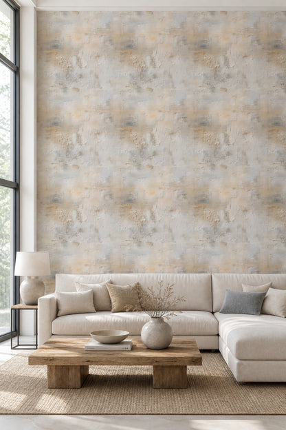 Abstract Plaster Texture Wallpaper Stucco Wall Neutral Beige Decorative Mural