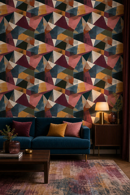 Mid-Century Modern Wallpaper Geometric Removable Wall Decor