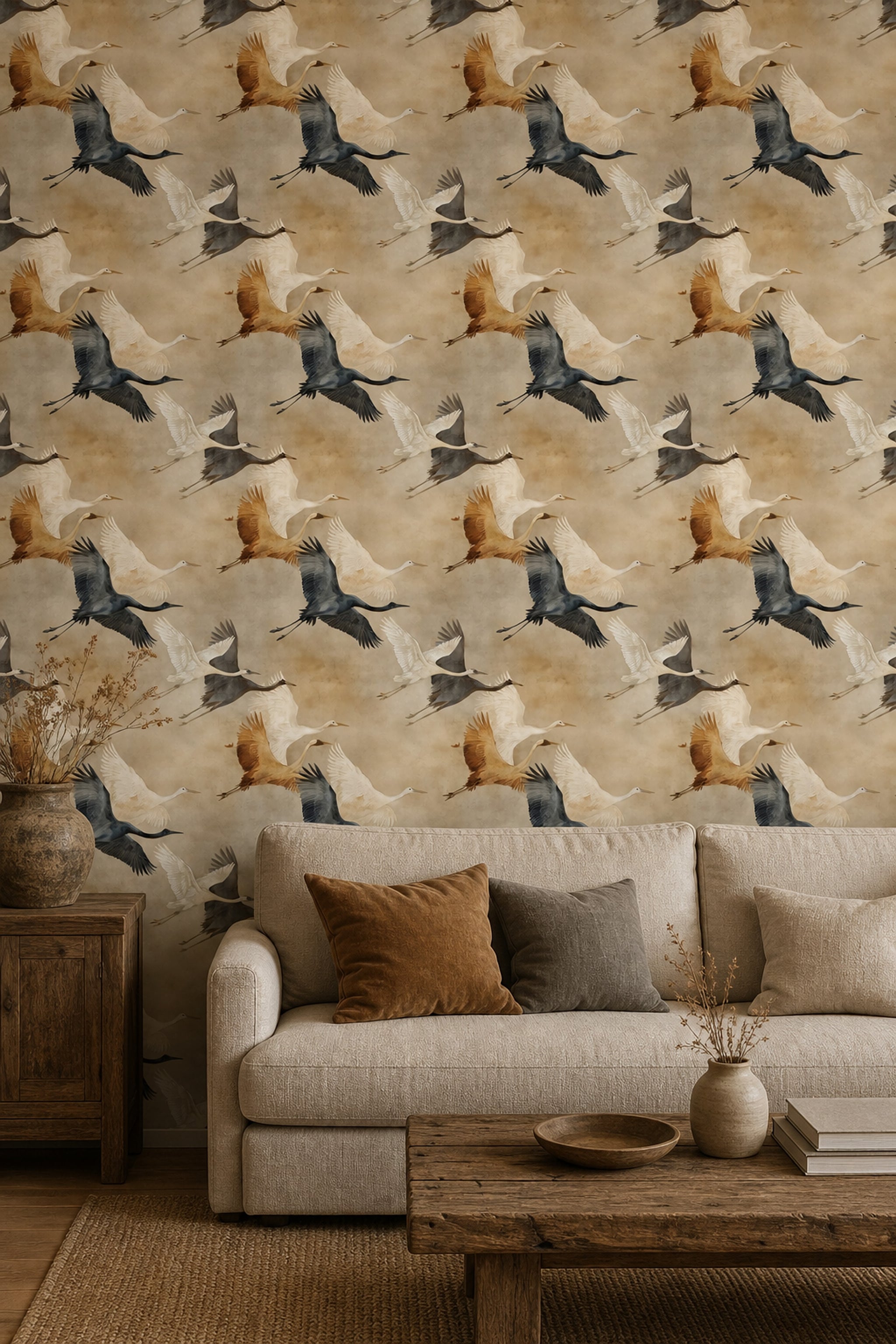 Paper Texture Wallpaper Crane Neutral Removable Wall Decor