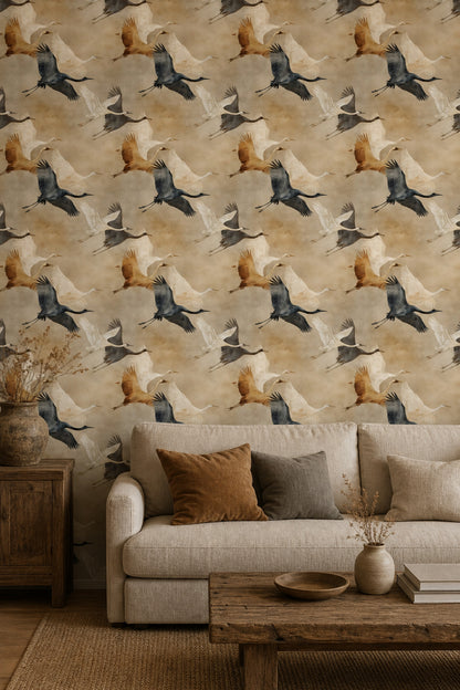 Paper Texture Wallpaper Crane Neutral Removable Wall Decor