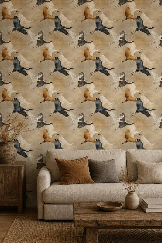 Paper Texture Wallpaper Crane Neutral Removable Wall Decor
