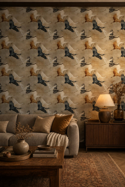 Paper Texture Wallpaper Crane Neutral Removable Wall Decor