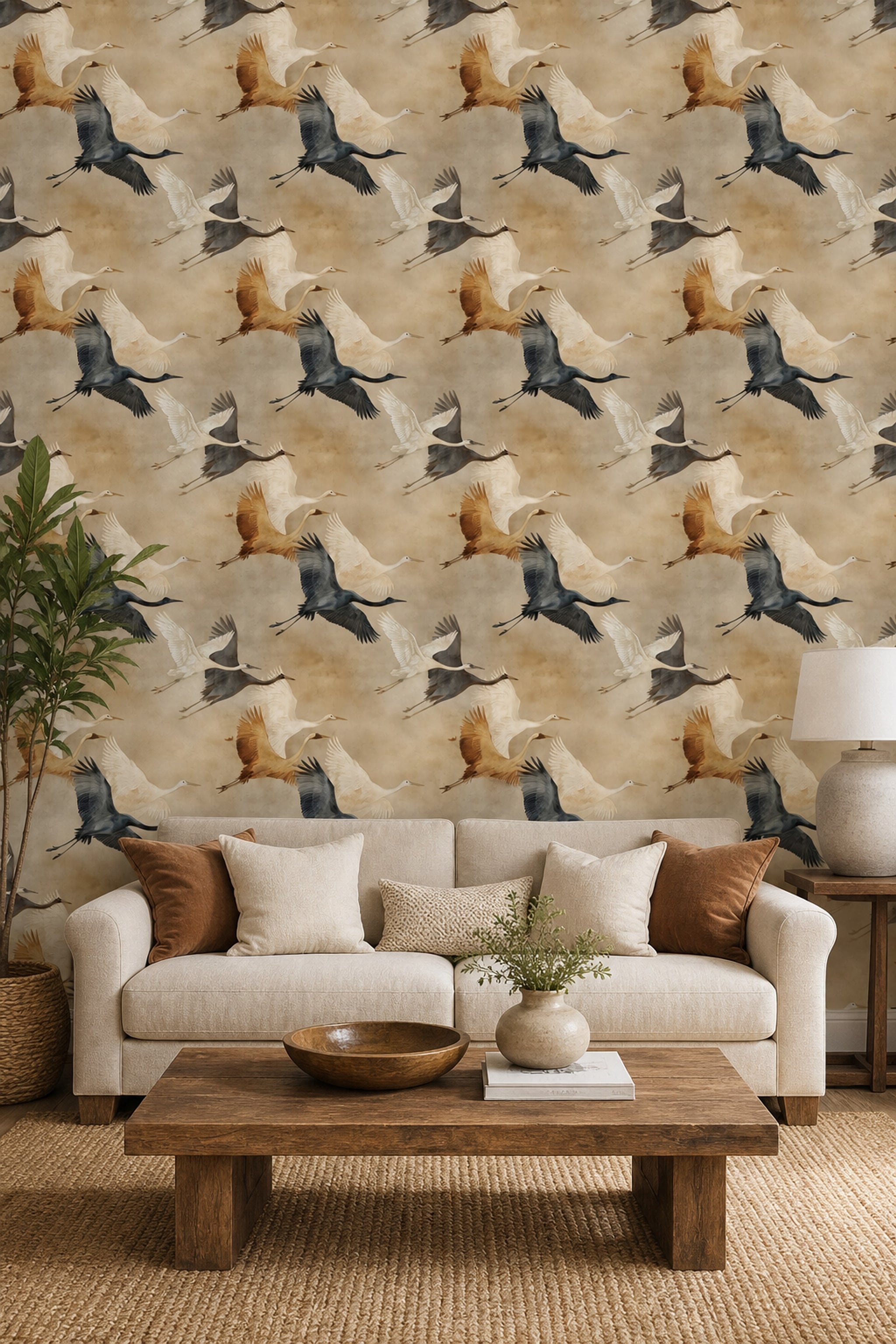 Paper Texture Wallpaper Crane Neutral Removable Wall Decor