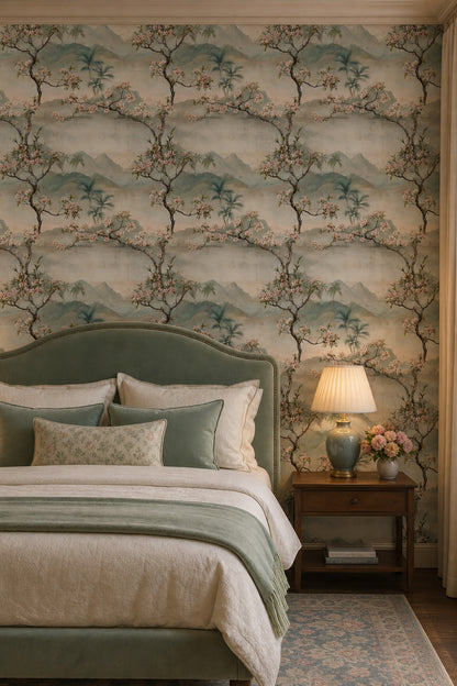 Landscape Mural Wallpaper Floral Branches Cherry Blossom Decorative Mural