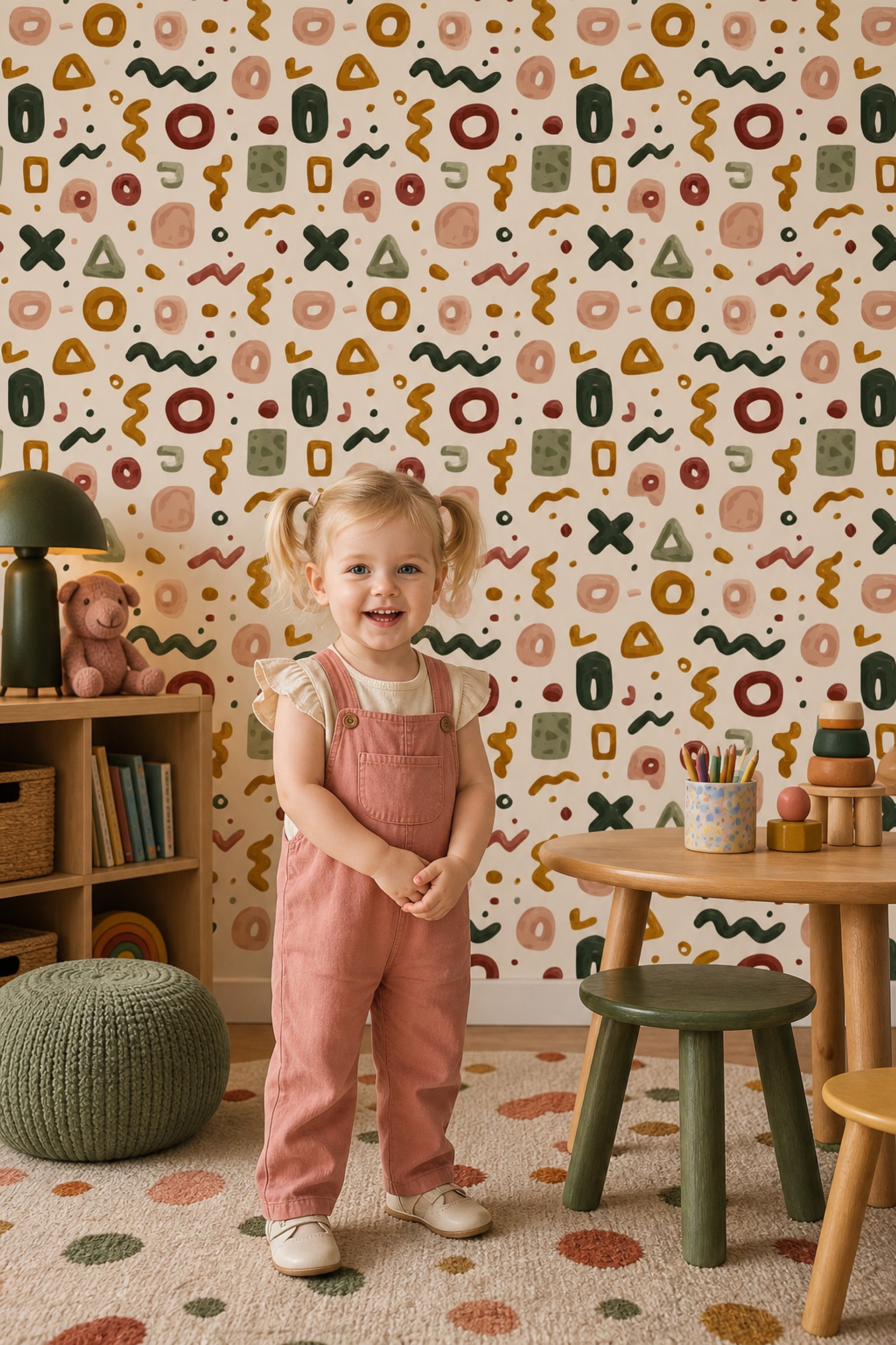 Abstract Wallpaper Geometric Shapes Removable Earth Tones Wall Double Roll