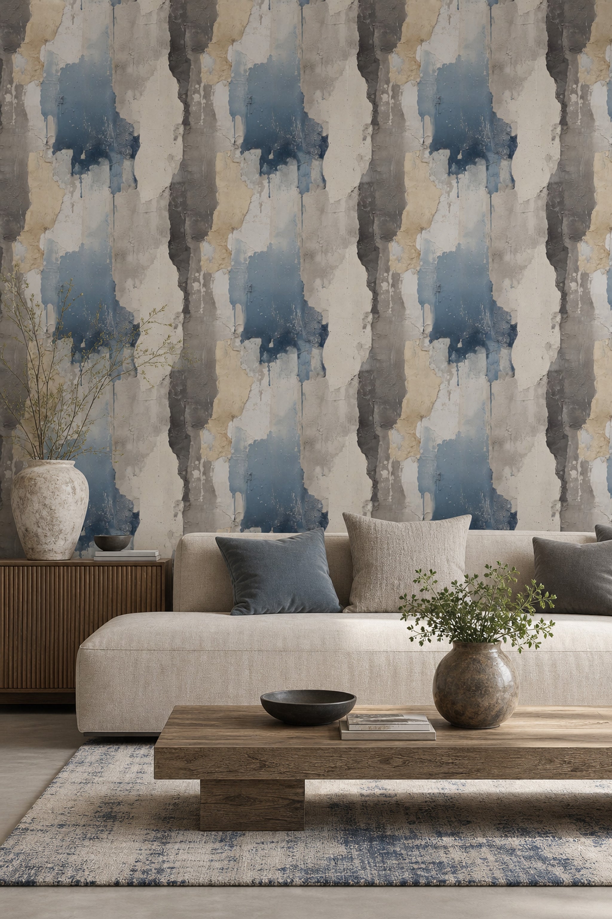 Concrete Wall Wallpaper Cement Texture Removable Industrial Finish Wall Double Roll