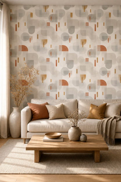 Mid Century Modern Wallpaper Retro Minimalist Decorative Mural