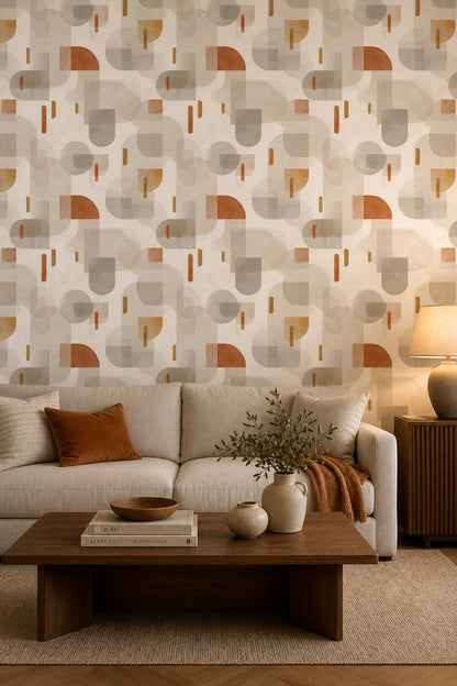 Mid Century Modern Wallpaper Retro Minimalist Decorative Mural