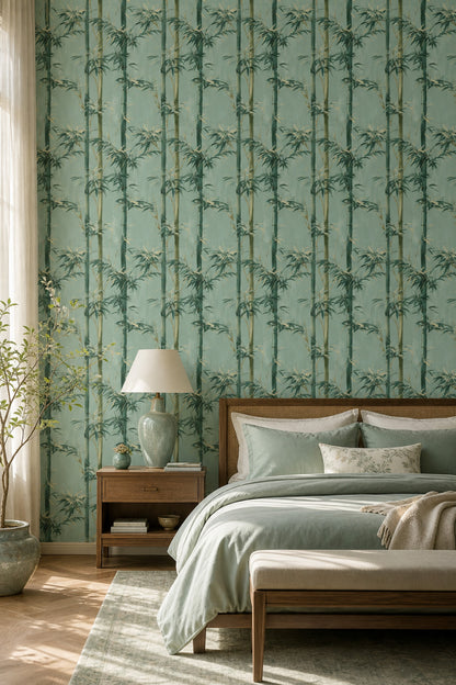Watercolor Texture Wallpaper Muted Green Removable Wall Double Roll