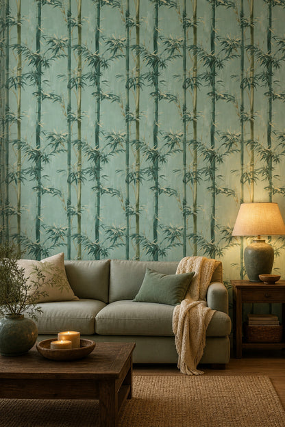 Watercolor Texture Wallpaper Muted Green Removable Wall Double Roll