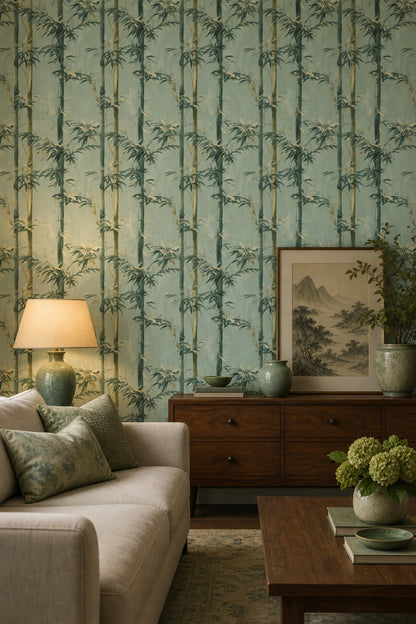 Watercolor Texture Wallpaper Muted Green Removable Wall Double Roll