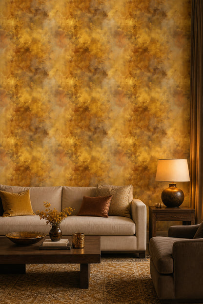 Abstract Texture Wallpaper Golden Ochre Crackle Finish Removable Wall Decor