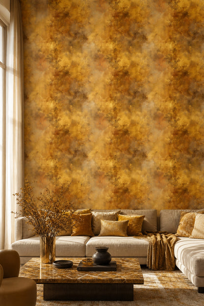 Abstract Texture Wallpaper Golden Ochre Crackle Finish Removable Wall Decor