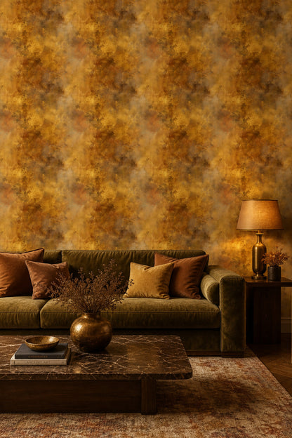 Abstract Texture Wallpaper Golden Ochre Crackle Finish Removable Wall Decor