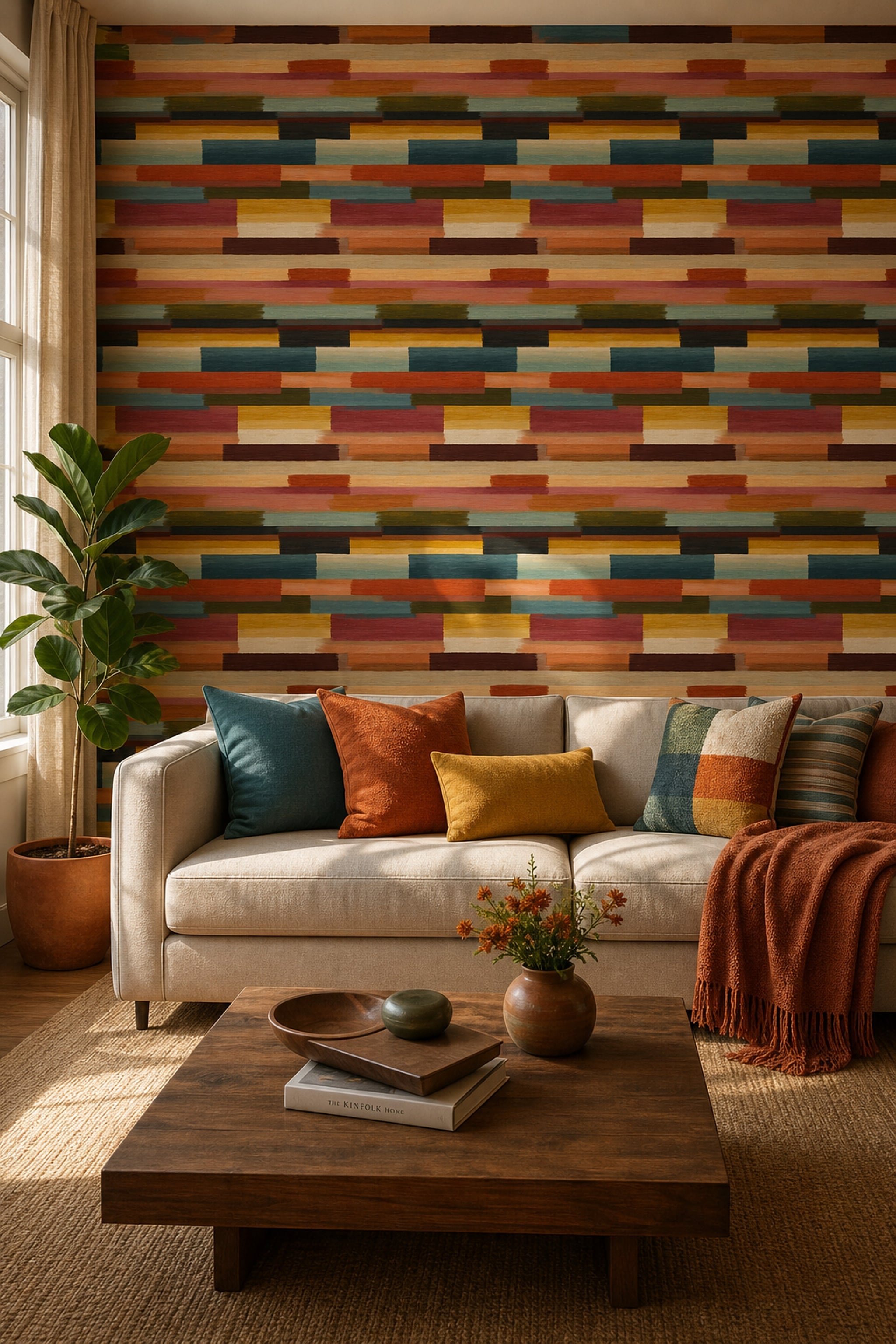Mid Century Modern Wallpaper Retro Abstract Decorative Mural