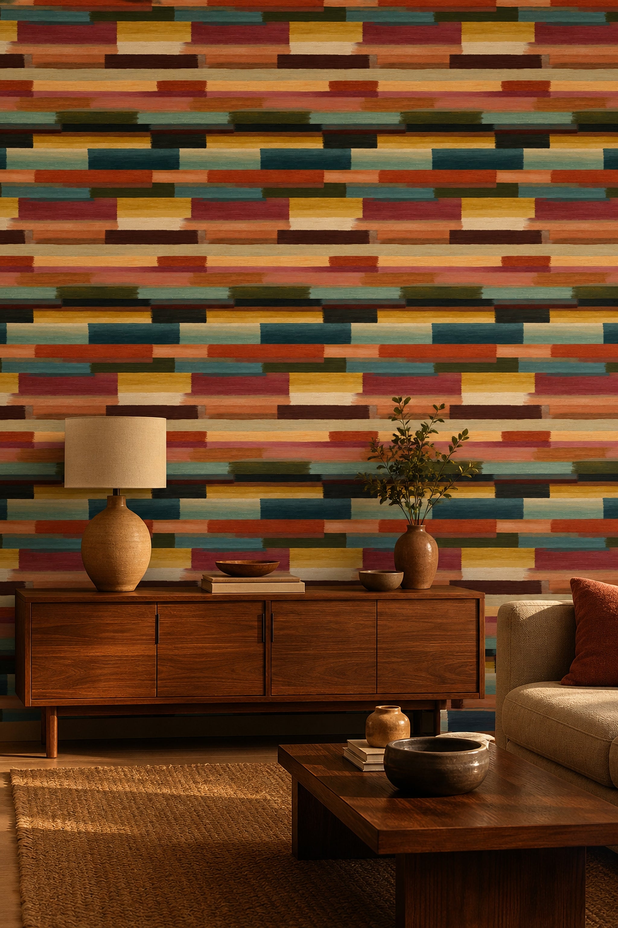 Mid Century Modern Wallpaper Retro Abstract Decorative Mural